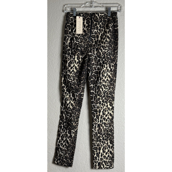 Alice + Olivia Connley Fitted Slim Pants in Brown Animal Print Pants Size 0 - Picture 4 of 12